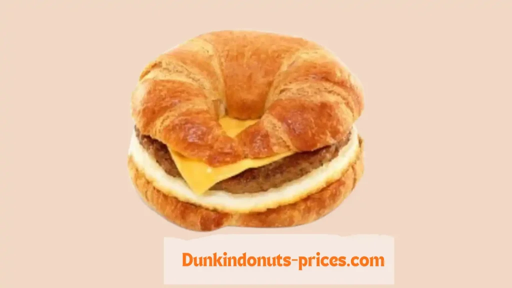 dunkin donuts breakfast menu sausage, egg, and sandwich 